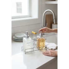 Bereketli Store Zelo Metal Standlı 2’li Sıvı Sabunluk Seti –500 ml Banyo ve Mutfak Dispenseri