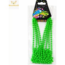 Senka Neon Yeşil Boncuk Kolye 80 cm – Retro 80’ler 90’lar Parti Aksesuarı