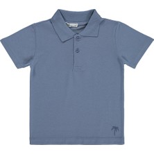 Civil Boys Erkek Çocuk Palmiye Nakışlı Polo Yaka 2-5 Yaş Tişört - Mavi