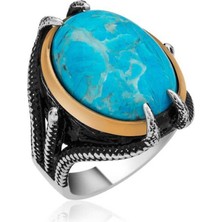 Inure Jewelry Gümüş Kartal Pençesi Turkuaz Taşlı Erkek Yüzük