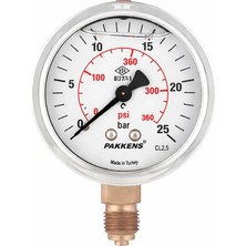 Pakkens Ø63M Alttan Bağlantılı Gliserinli 1/4"bsp Bağlantılı Manometre