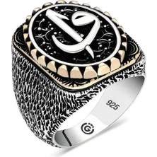 Inure Jewelry Gümüş Elif Vav Oval Erkek Yüzük