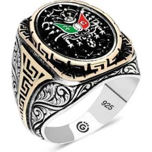 Inure Jewelry Gümüş Osmanlı Arması Oval Erkek Yüzük