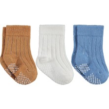 Civil Baby Çift Baskı Kaydırmaz 3'lü 6- Bebek Erkek Çorap Set - Standart