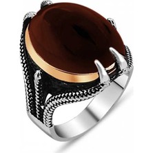 Inure Jewelry Gümüş Akik Taşlı Kartal Pençesi Erkek Yüzük