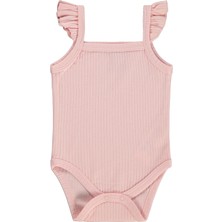 Albimini Askılı Fırfırlı 0-18 Ay Çıtçıtlı Badi - Pembe