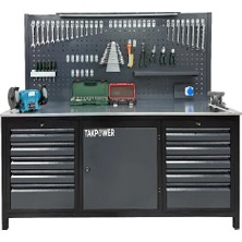 Takpower 2 Metre Dolu Takım Tezgahı 10 Çekmeceli 1 Dolaplı Pro
