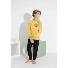 Rapapa Erkek Çocuk Uzun Kollu Pijama Takımı – Rahat Interlok Kumaş 74111-Sarı