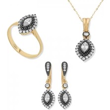 Inure Jewelry Gümüş Elmas Montür Mekik Bayan Set