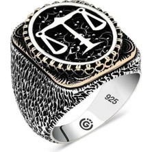 Inure Jewelry Gümüş Adalet Terazisi Oval Erkek Yüzük