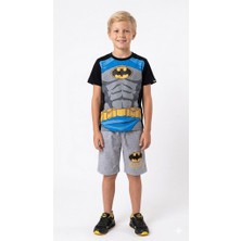 Rapapa Erkek Çocuk Baskılı Şort TAKIMI-39871 - Siyah