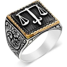 Inure Jewelry Gümüş Adalet Terazisi Erkek Yüzük