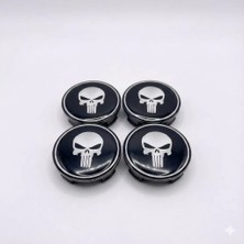 Alfa Aksesuar 03 Beyaz Punisher Damla Geçme Jant Göbek Kapağı 4’lü Set 55/58MM Siyah