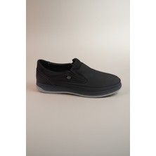 Modayak Ata M580 Siyah Velvet Hakiki Deri Poli Gri Taban Günlük Erkek Ayakkabı