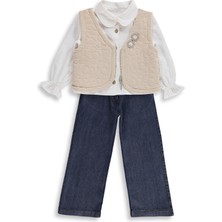 Obelia Kız Çocuk Yelekli Gömlekli 2-5 Yaş Takım - Bej