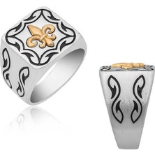 Inure Jewelry Gümüş Zambak Çiçeği Desenli Erkek Yüzük