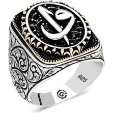 Inure Jewelry Gümüş Elif Vav Oval Erkek Yüzük