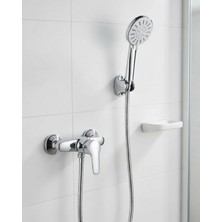 MiraLive 4 Fonksiyonlu Krem El Duşu Seti Spiral Hortum ve Duş Askısı