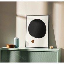 Rosaart Metal Çerçeveli Gerçek Camlı Tablo-Minimal Soyut Geometrik Tablo-Daire Tasarım Duvar Tablosu