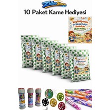 Emrah Gültekin 10 Paket Okul-Cami-Kreş-Karne Tatil Hediye Seti Köpük Baloncuk Ipli Fırfır Oyuncak Miniyum Şeker Oyun Seti
