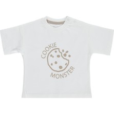 Civil Baby Cookie Monster 3-12 Ay Tişört - Ekru