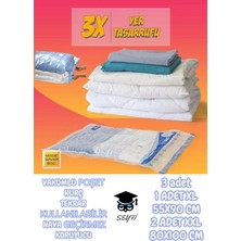 Magic Saver Bag Vakumlu Poşet Hurç Tekrar Kullanılabilir Hava Geçirmez Koruyucu 3'lü Set
