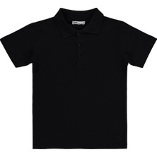 Civil Boys Palmiye Nakışlı Polo Yaka 10-13 Yaş Tişört - Siyah
