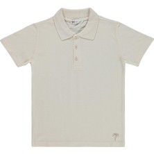 Civil Boys Palmiye Nakışlı Polo Yaka 10-13 Yaş Tişört - Bej