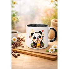 Sevimli Panda Bubble Tea Tasarımlı Porselen Kupa Bardak – Panda Desenli Kahve ve Çay Kupası