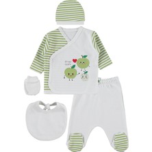 Nova Baby Yeşil Ema Kokulu 5'li 0-3 Ay Zıbın Takımları - Ekru