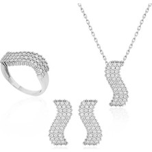 Inure Jewelry Gümüş Beyaz Taşlı Su Yolu Bayan Set