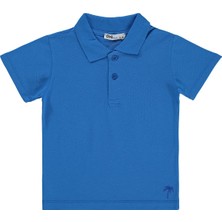 Civil Boys Erkek Çocuk Palmiye Nakışlı Polo Yaka 2-5 Yaş Tişört - Mavi