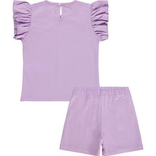 Civil Girls Malibu Baskılı Şortlu 2-5 Yaş Takım - Lila