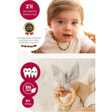 Bebekevi Bebek Diş Çıkarma Dönemi Seti – Rahatlatıcı Kehribar Kolye ve Müslin Diş Kaşıyıcı (Bpa Free, 0+ Ay)