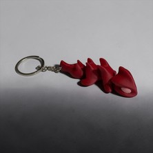 Major Hobi 3D Baskı Kırmızı Ejderha Figürlü Anahtarlık Dayanıklı Dekoratif Tasarım