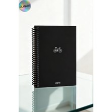 Glanart Spiralli 100 Yaprak Çizgili Orta Boy Sert Kapak Defter Kraft Kağıt 16X23 cm Dışı Siyah