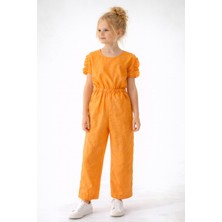 Dmb Kız Çocuk Turuncu Tulum Cepli Lastik Bel Yazlık Rahat & Şık TULUM-500806