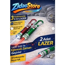 Emrah Gültekin 2 Adet Lazer Işıklı Kedi Oyuncağı 3 Fonksiyonlu LED El Feneri Mini Sürpriz Hediyeli Eğlence Seti