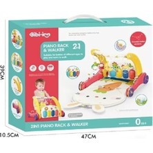 Senka BIB6016- Piyanolu Bebek Yürüteci ve Tavşan Desenli Kırmızı Oyun Halısı 2 In 1
