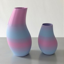 Major Hobi 3D Baskı Modern Dekoratif İkili Vazo Seti 18 cm & 12 cm Pastel Tasarım