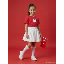 Civil Girls Kalpli 4-9 Yaş Tişört - Kırmızı