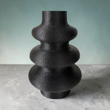 Major Hobi 3D Baskı Modern Dekoratif Siyah Vazo 18 cm Minimal Masaüstü Aksesuar