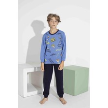 Rapapa Erkek Çocuk Renkli Baskılı Uzun Kol Pijama Takımı - Interlok Kumaş 74131-M