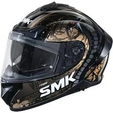 Smk Typhoon Reptile Siyah-Gold Dragon Kapalı Kask (Güneş Vizörlü)