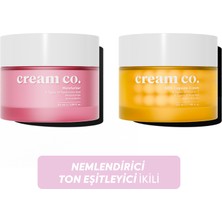 Cream Co. Nemlendirici Kapsül Krem Ikili | Aydınlatıcı Yenileyici Leke Karşıtı Seti | Seyahat Boyu Set