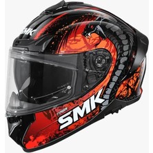 Smk Typhoon Reptile Siyah-Gri-Kırmızı Dragon Kapalı Kask (Güneş Vizörlü)