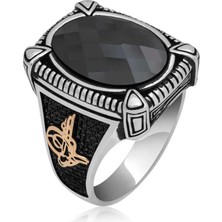 Inure Jewelry Gümüş Siyah Zirkon Taşlı Erkek Yüzük