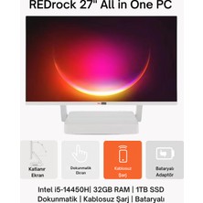 Redrock Foldline I5 14450H, 32GB, 1tb, Katlanır 27" Dokunmatik Ekran, Bataryalı Adaptör, Kablosuz Telefon Şarjı Özelliği, Wireles Kb&mo, All-In-One Pc