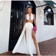 Rengamoda Kadın Beachwear Plaj Astarlı Şifon Kumaş Elbise (Renkli)