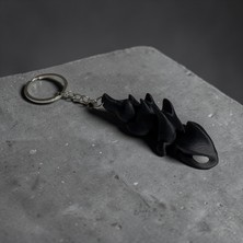 Major Hobi 3D Baskı Siyah Ejderha Figürlü Anahtarlık Dayanıklı Dekoratif Tasarım